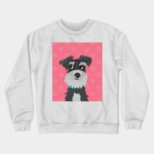 Salt and Pepper Miniature Schnauzer Dog with Pink Daisies Crewneck Sweatshirt